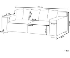 Beliani 3 vietų sofa VISKAN iš šenilo, nebalintos medvilnės spalvos