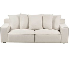 Beliani 3 vietų sofa VISKAN iš šenilo, nebalintos medvilnės spalvos