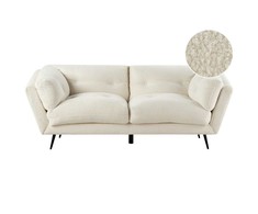 Beliani 3 vietų sofa LENVIK, buklė audinys, balta