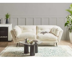 Beliani 3 vietų sofa LENVIK, buklė audinys, balta