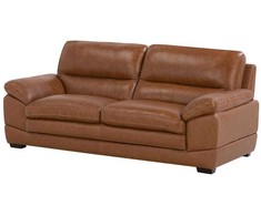 Beliani Trivietė sofa HORTEN Natūrali oda Auksinė ruda