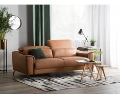 Beliani Trivietė sofa NARWIK Natūrali oda, auksinės rudos spalvos