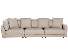 Beliani 3 vietų sofa SIGTUNA, smėlio spalvos su otomane