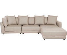 Beliani 3 vietų sofa SIGTUNA, smėlio spalvos su otomane