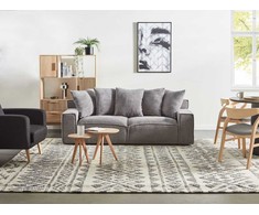Beliani Trivietė sofa VISKAN, velvetinis audinys, tamsiai pilka