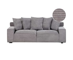Beliani Trivietė sofa VISKAN, velvetinis audinys, tamsiai pilka