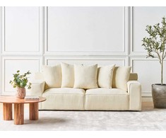 Beliani 3 vietų sofa VISKAN Velvetinis šviesiai smėlio spalvos