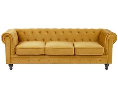 Beliani 3 vietų sofa CHESTERFIELD veliūrinė auksinė