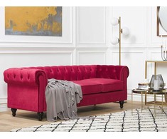 Beliani 3 vietų sofa CHESTERFIELD veliūrinė bordinė