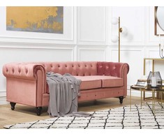 Beliani 3 vietų sofa CHESTERFIELD veliūrinė rožinė