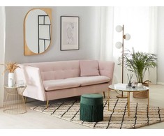 Beliani Trivietė sofa FREDERICA veliūrinė rožinė