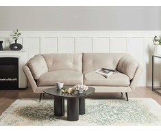 Beliani Trivietė sofa LENVIK, veliūras, smėlio spalva