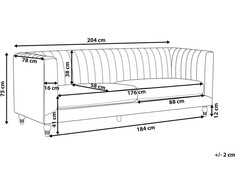 Beliani Trivietė sofa ARVIKA aksominė žalia