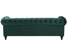 Beliani CHESTERFIELD trijų vietų veliūrinė sofa, smaragdo žalios spalvos