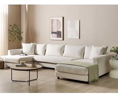 Beliani 5 vietų kampinė sofa LILVIKEN, šviesiai smėlio spalvos