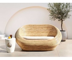 Beliani Sofa ogrodowa dla 2 osób MAIORI Rattan Naturalny