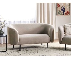 Beliani Dvivietė sofa LOEN, smėlio ir pilkos spalvos