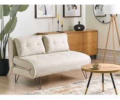 Beliani Dvivietė išskleidžiama sofa VESTFOLD šviesiai smėlio spalvos
