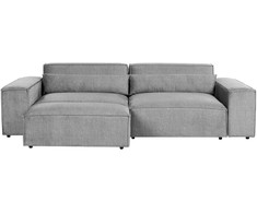 Beliani Trivietė modulinė sofa HELLNAR su otomana, pilka