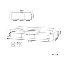 Beliani Trivietė modulinė sofa HELLNAR, pilka