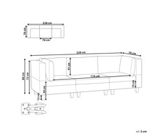 Beliani Modulinė 3 vietų sofa UNSTAD ruda