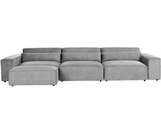 Beliani MODULINĖ 3 vietų sofa HELLNAR pilka su pufas