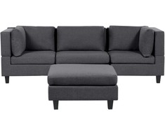Beliani Modulinė 3 vietų sofa UNSTAD, tamsiai pilka su pufu