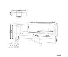 Beliani Modulinė 3 vietų sofa UNSTAD, ruda su pufu