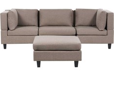 Beliani Modulinė 3 vietų sofa UNSTAD, ruda su pufu