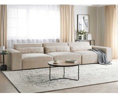 Beliani Modulinė 3 vietų sofa HELLNAR, veliūras, šviesiai smėlinė