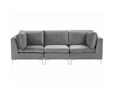 Beliani Trijų vietų modulinė sofa EVJA pilkas veliūras