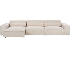 Beliani Trijų vietų modulinė sofa HELLNAR su pufu, veliūrinė, šviesiai smėlinė