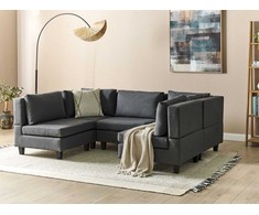 Beliani U formos modulinė sofa 5 asmenims UNSTAD tamsiai pilka