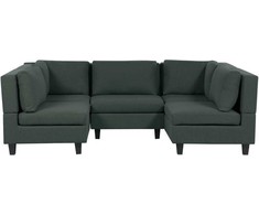 Beliani Penkių vietų modulinė sofa U formos UNSTAD tamsiai žalia