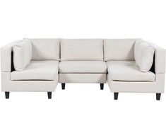 Beliani U formos modulinė sofa 5 asmenims UNSTAD šviesiai smėlio spalvos