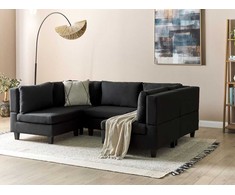 Beliani Modulinė U formos sofa 5 asmenims UNSTAD Juoda