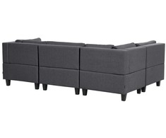 Beliani Modulinė U formos sofa 5 asmenims UNSTAD tamsiai pilka su otomane