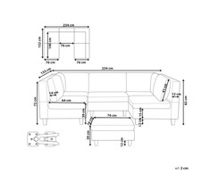 Beliani U formos modulinė sofa 5 asmenims UNSTAD ruda su pufu