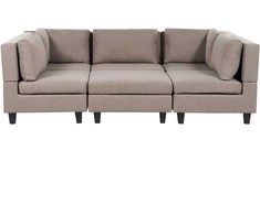 Beliani U formos modulinė sofa 5 asmenims UNSTAD ruda su pufu