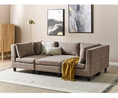 Beliani U formos modulinė sofa 5 asmenims UNSTAD ruda su pufu