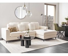 Beliani 4 vietų kampinė sofa OSLO Boucle balta kairinė