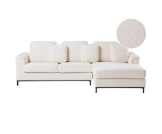 Beliani 4 vietų kampinė sofa OSLO Boucle balta kairinė