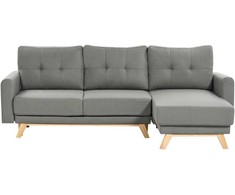 Beliani Išskleidžiama 3 vietų sofa SIRO pilkos spalvos su patalynės dėže, kairinė