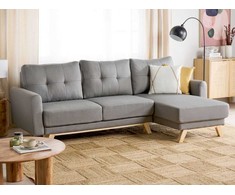 Beliani Išskleidžiama 3 vietų sofa SIRO pilkos spalvos su patalynės dėže, kairinė