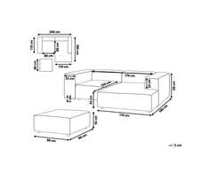 Beliani Modulinė 3 vietų kampinė sofa ARDAL kairinė, smėlio spalvos su otomane
