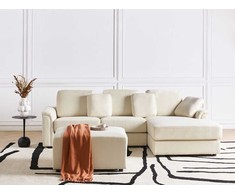 Beliani Kampinė sofa KOHLO 4 asmenims, šviesiai smėlio spalvos, su otomana, kairinė