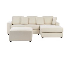Beliani Kampinė sofa KOHLO 4 asmenims, šviesiai smėlio spalvos, su otomana, kairinė