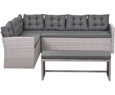 Lauko baldų komplektas Beliani Sodo kampinė sofa VITERBO, 8 vietų, pilka, technoratanas