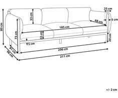 Beliani Trivietė sodo sofa, šviesiai pilka, ESPERIA