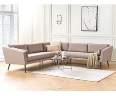 Beliani 5 vietų sodo kampinė sofa LORETELLO smėlio spalvos